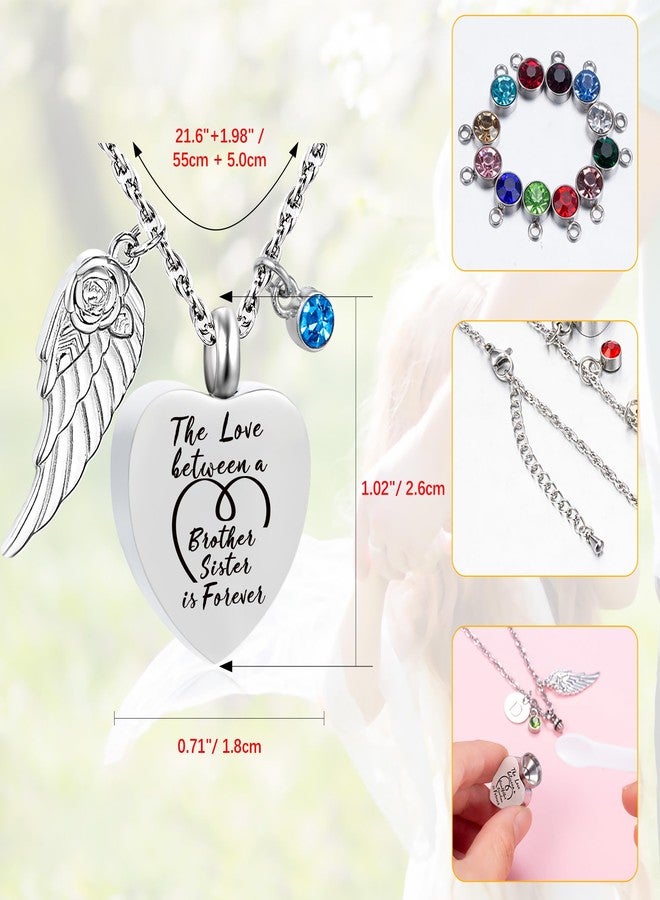 Gredstar Heart Urn Necklace for Ashes Love between Brother and Sister Cremation Urn Necklace Memorial Jewelry Keepsake Pendant for Loss Ash Holder Sympathy Gift - Image 4